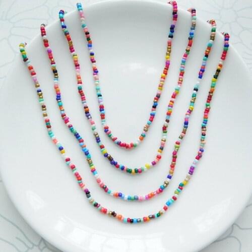 Fashion Simple Style Seed Bead Long Necklace Womens Multilevel Bohemian Jewelry Basic Choker Necklace Summer Collier Femme Gift