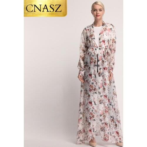Muslim Abaya Dubai Fashion Digital Printing Chiffon Cardigan Korean Version Islamic Clothing Of Loose Casual Womens Dress
