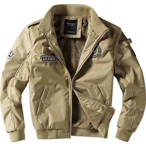 Flight Coat Men Winter Tank Jacket Warm Fleece liner Thick Flight Stand collar Slim Fit Bomber Jacket Biker