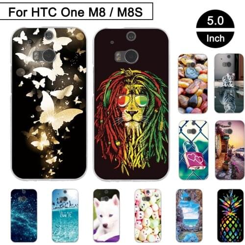 Soft Silicone Case For HTC One M8/M8S 5.0 inch Back TPU Phone Cover For HTC OneM8 OneM8S Painted Pattern Cases Protection shells