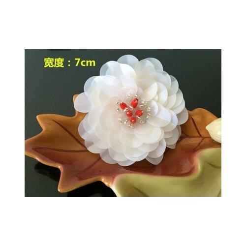 White flower sequins beaded patches applique patches for clothing patch sewing accessories parches bordados embroidered patches