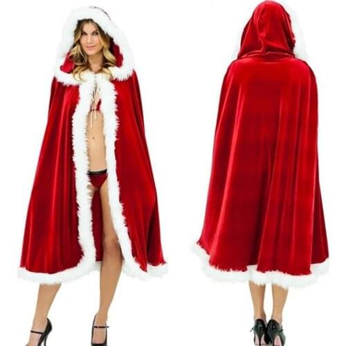 New Sexy Christmas Costumes For Women Adult Women Santa Claus Costumes Dark Red Big Cloak Fancy Dress Free Shipping