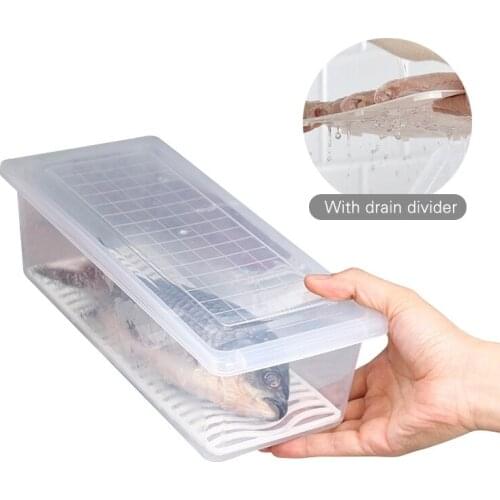 New Durable Box Rectangular Refrigerator Freshkeep Box Vegetable Meat Fruit Crispy Food Seal Storage Box Drainage and Fresh-keep