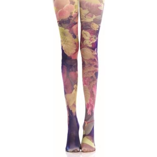 New Retro Flower Printing Pantyhose Bottoming