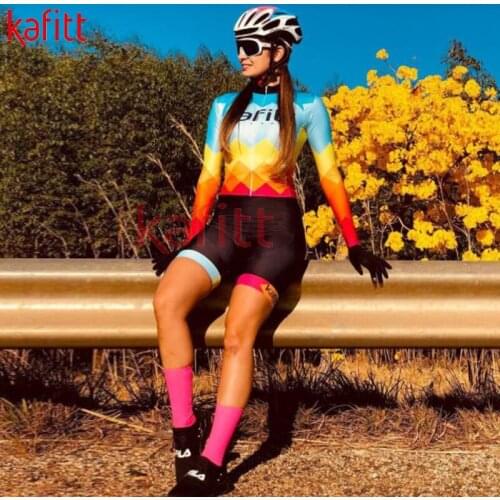 Kafitts new temperament goddess sexy riding clothes sportswear jumpsuit long-sleeved bermuda ciclismo overall tight suit