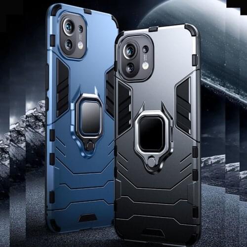 Anti Knock Case for Xiaomi Mi Note 10 11 10T Pro Lite 9 8 SE A3 A2 A1 Play 6X 5X Car Magnet Ring Stand Phone Bracket Back Cover