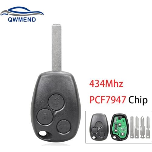 BHKEY 3BUT Remote Control Key for Renault Kangoo II /Clio III Duster Modus Twingo DACIA Logan Car Key PCF7947 Chip 434Mhz