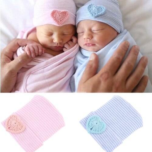 Newborn Baby Hospital Cap Beanie Heart Hats Cute Knitted Cotton Baby Girls Caps Infant Toddlers Photography Photo Shoots Caps