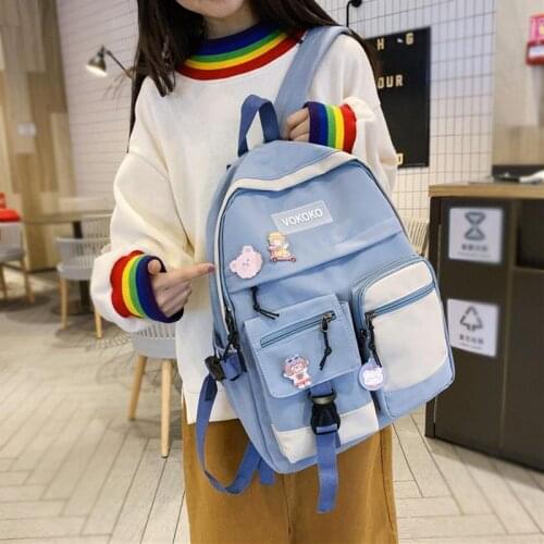 Students Backpack Womens Nylon School Backpacks for Teenager Girls Preppy Style Female Bags Travel Large Capacity Schoolbag