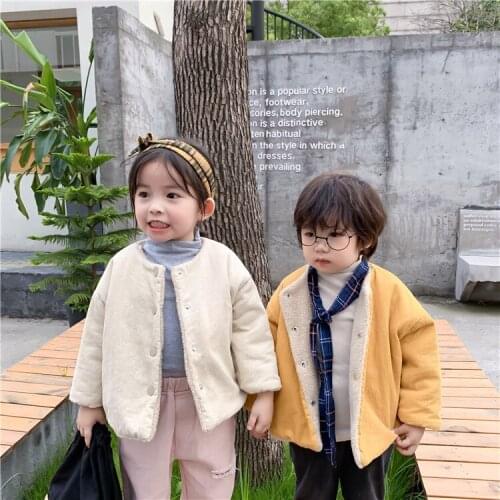 Toddler Wool Coats 2019 Winter New Baby Boys and Girls Corduroy Jackets Kids Warm Thick Velvet Outwear Baby Casual Jackets Coat