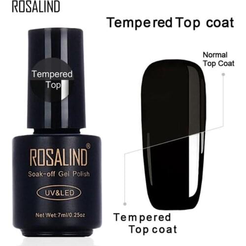 DIY Nails Design Top Coat ROSALIND 1pc No-clean Steel Top Coat Long-lasting Soak-off LED UV Gel Color Hot Nail Gel 7ML