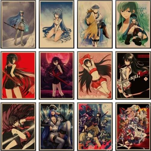 Vintage Akame ga KILL Poster Classic Japan Anime Posters and Prints Wall Art Picture for Room Home Decor Cool Wall Stickers