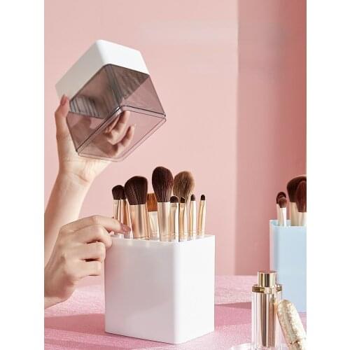 Makeup brush storage box dustproof powder brush eye shadow brush lipstick storage bucket desktop cosmetic eyeliner pen holder