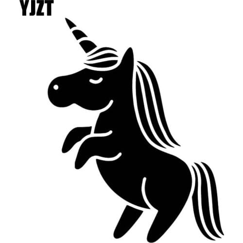 YJZT 13CM*16.5CM Cartoon Unicorn Lovely Decorate Car Sticker Car Door Vinyl Decal Black/Silver C4-1776