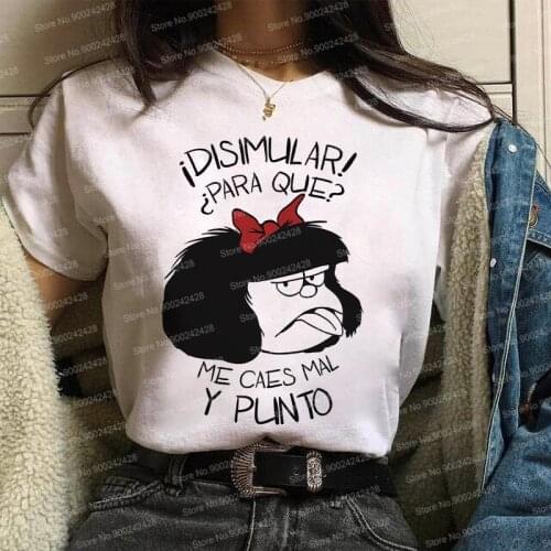 Funny Mafalda T shirt Women Harajuku Cute Comic Cartoon Short Sleeve Kawaii Casual Christmas Mafalda Graphics Korean Style Tops