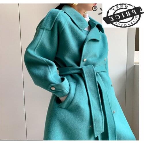Spring Autumn 2a% Wool Coat Female Elegant Long Cashmere Woolen Jacket Women Manteau Femme Hiver 2021 Fit Blend Coat a26a