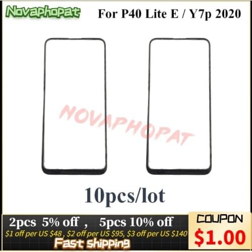 Novaphopat Front Touch Sensor Digitizer Glass Panel For Huawei P40 Lite E / Y7p 2020 Outer Glass Lens Screen 10pcs/lot
