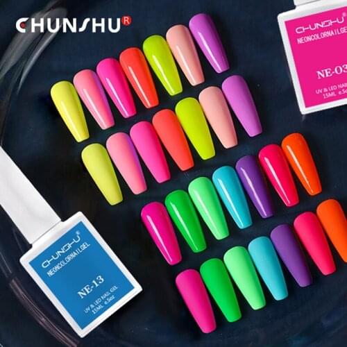 15ml Nail Gel Polish Varnishes Spring Summer Neon Color Hybrid Nails Art Soak Off Pink Green Yellow UV Gel Lacquer For Manicures