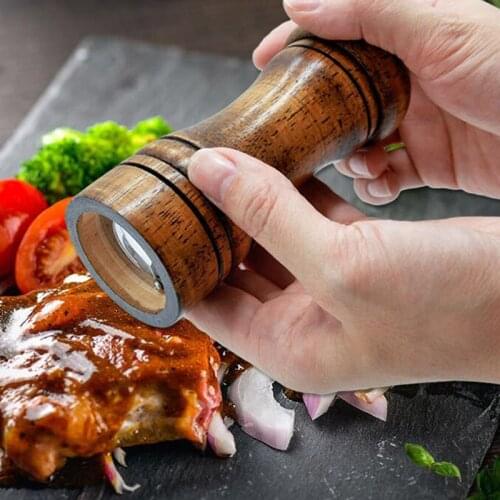 5 Inch Manual Spice Pepper Mills Machine Kitchen Gadget Oak Grinder Wooden Hand Shaker Easy Cleaning Condiment Pepper Mill