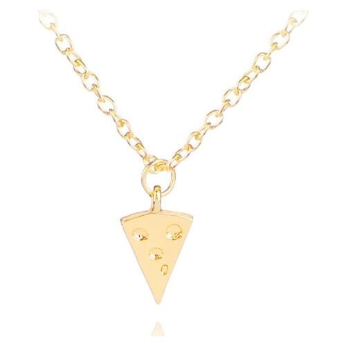 10 Geometric Triangle Pizza Cake Pendant Necklace lucky Good Friends friendship Necklace Cheese Food Necklace Clavicle Jewelry