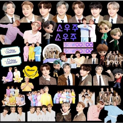 50PCS/SET K-POP New Album BUTTER South Korean Groups Bangtan Boys Stars Stickers JUNG KOOK JIMIN JIN SUGA Cartoon Stickers