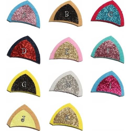 50pcs/lot ,4cm*3cm Gold powder non-woven fabric glitter ears for hair apparel accessories