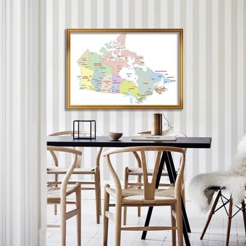 84*59cm In French The Canada Map Political Map Wall Art Poster Canvas Painting Classroom Home Decoration School Supplies