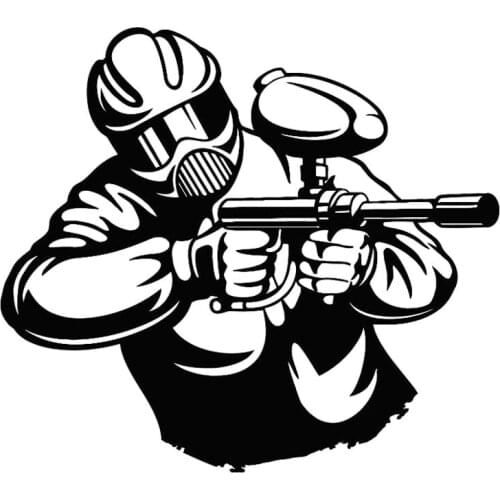 Car Sticker Shooting Paintball Game Gun Mask Sports Creative Fun Sticker Decal Motorcycle Body Glass Black/White,18cm*16cm