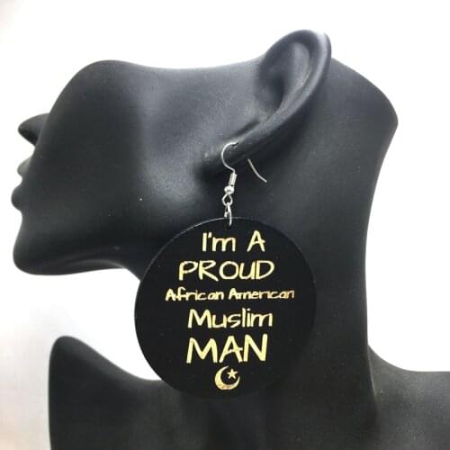 Free shipping I'm African American Muslim Man Wooden Earrings