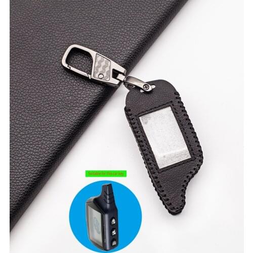 Carrying 100% Leather Key Case Keychain Fob For Starline B9/B91/B6/A61/A91/V7 LCD Russian Alarm Two Way Version Remote Cover