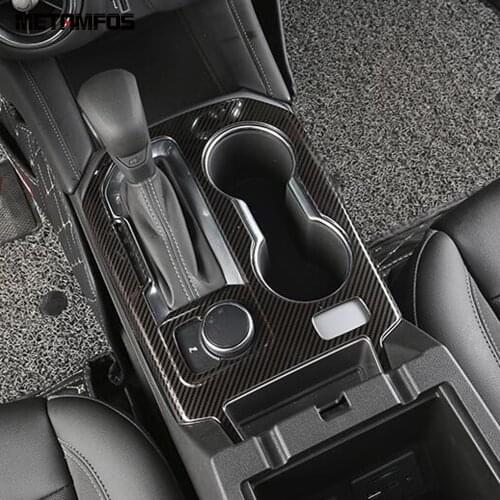 For Chevrolet Blazer 2019 2020 Cup Holder Water Bottle Frame Gear Shift Box Cover Trim Carbon Fiber Accessories Car Styling