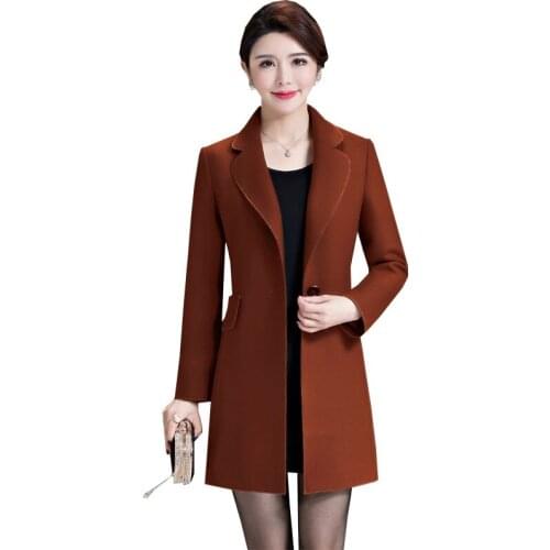 Double sided Plus size Cashmere Winter Women Wool Jacket 2018 New Thick Middle aged Woolen Long Ladies Coat casaco feminino Z589