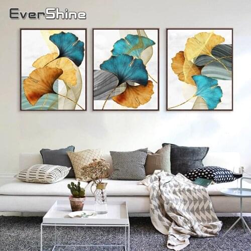 EverShine DIY Diamond Painting Leaf Mosaic Picture Of Rhinestones Full Drill Square Diamond Embroidery Landscape Decor For Home