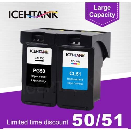 ICEHTANK Remanufactured Ink Cartridge For Canon PG 50 PG50 50XL CL51 PIXMA iP6210D iP6220D MP150 MP160 MP170 Printer Cartridges