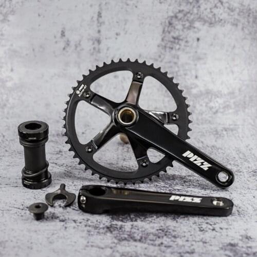 PIZZ Alumniun Alloy Crankset Fixed Gear Crank 48/49/51T 165mm BCD144 Single Speed TRACK BIKE Crank Bicycle Bhainwheel Include BB