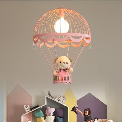 Childrens room chandelier lamp bedroom simple modern childrens room creative personality cute bear bedroom lights