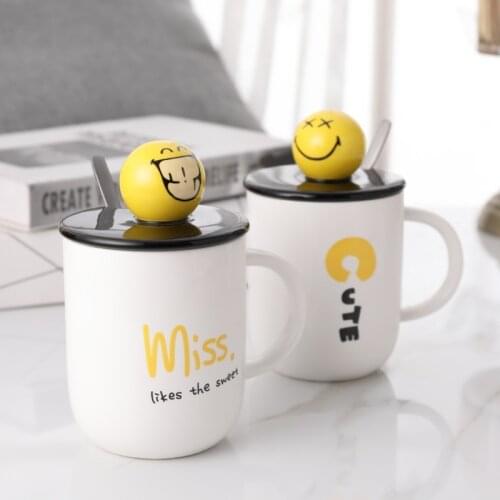 Cute Creative Expression Cup Ceramic Coffee Mug Breakfast Milk Cup Kitchen Home Couple Cup Personalized Gift For Friends