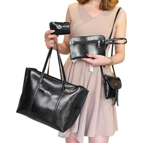 Women Girls Fashion Bags Ladies 4-piece Shoulder Bag Crossbody Bag Handbag Card Holder