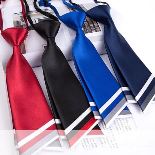 Fashion Plaid Bow Tie Gravat Skinny Ties for Women Striped Necktie Boys Girls Zipper Ties Red Necktie Lazy Easy Student Tie A130