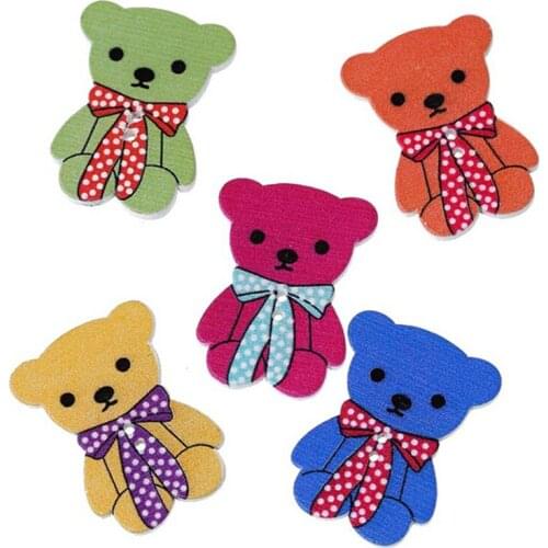 New 50pcs Big Bear Wood Babys /Kids Buttons 30*22mm Sewing Craft Mix Lots 7NK34