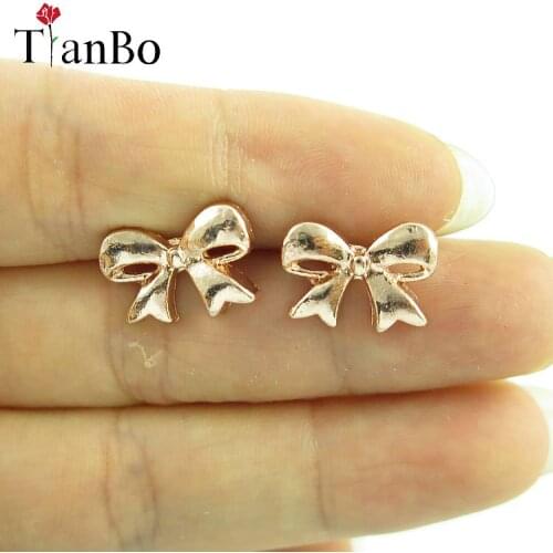 TianBo New Fashion Jewelry Tiny Bow Women Stud Earrings Dainty BowKnot Ribbon Earings Brincos Birthday Gifts