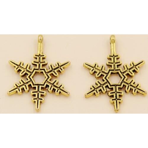 Wholesale 45pcs Tibetan Gold Snowflake Charms Pendants 23x17.5mm