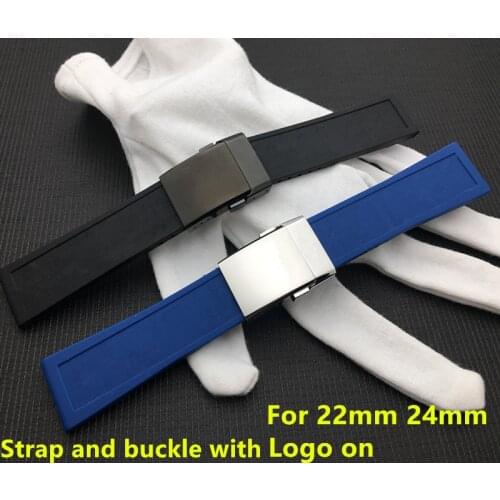 Brand Watchband Silicone Rubber Black Blue 22mm 24mm Bracelet For Navitimer/Avenger/Breitling Strap Watch Band Free Tool