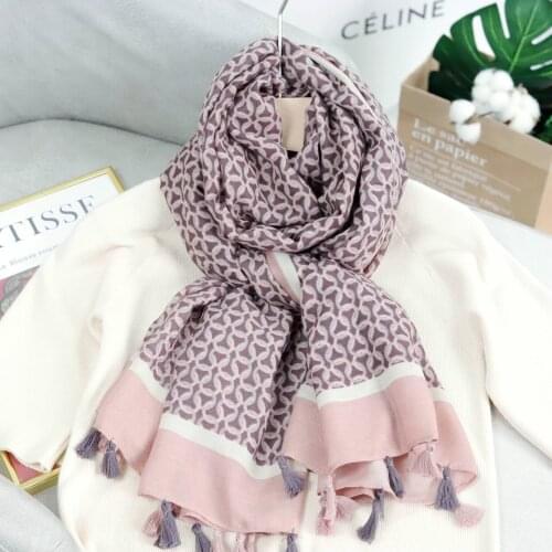 Luxury Brand 2021 Cotton Scarf Women Large Shawls Pashmina Hijab Foulard Echarpe Design Print Lady Beach Stole Head Scarves