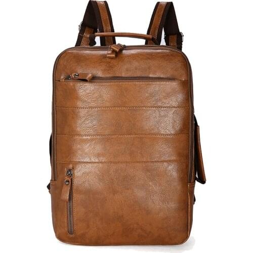 Fashion PU Leather Backpacks Men Women High Capacity Waterproof Travel Backpacks Laptop Bag Male Female Bookbag Unisex Backpack