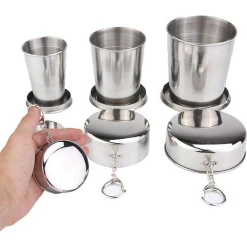 240ml stainless steel folding cup outdoor travel retractable water cup portable tea cup