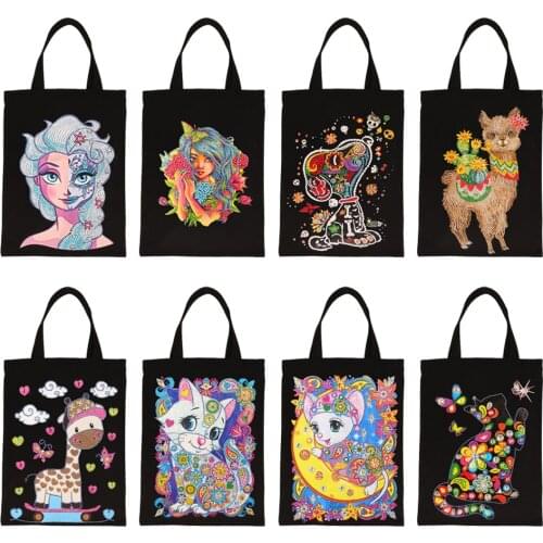 DIY Diamond Painting Bag Eco-friendly Canvas Handbag Gift Craft Home Kids Shopping Storage Organizer Bag Foldable Home Decoratio