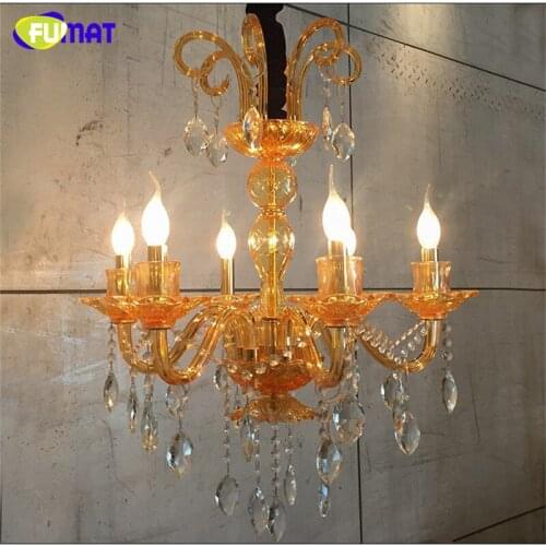 FUMAT Candle Crystal Chandelier 6pcs LED E14 Cafes Bar Lighting Candle Lustre Cristal Dining Room Luminaire LED Chandeliers