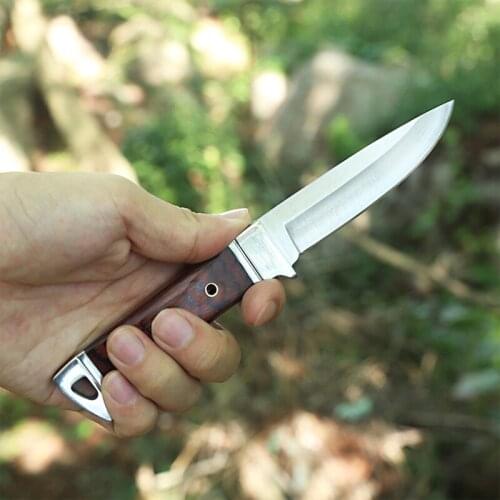 Free shipping 3Cr13Mov Steel Fixed Blade Tactical Knife Hunting Straight Knife Outdoor Survival Knife Color wood Handle