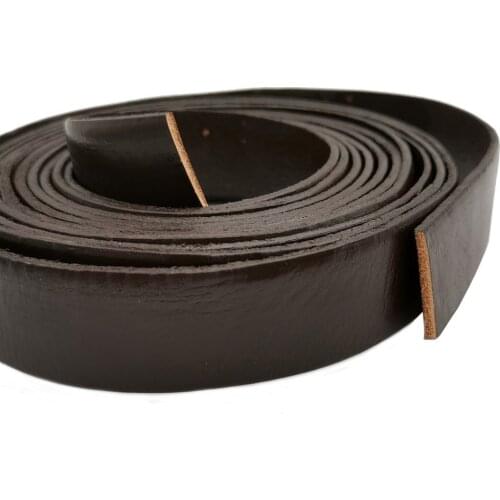 1 Yard 20x2mm Dark Brown Flat Leather Strip 20mm Wide GenuineLeather